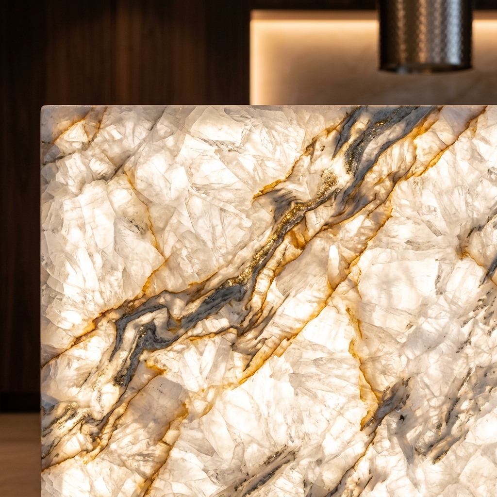 Cristallo Quartzite backlit slab layout